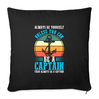 Captain Boat Captains Cadeau - Housse de coussin décorative 45 x 45 cm - noir - Devant