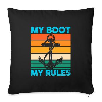Captain Boat Captains Cadeau - Housse de coussin décorative 45 x 45 cm - noir - Devant