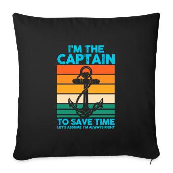 Captain Boat Captains Cadeau - Housse de coussin décorative 45 x 45 cm - noir - Devant