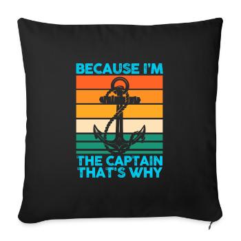 Captain Boat Captains Cadeau - Housse de coussin décorative 45 x 45 cm - noir - Devant