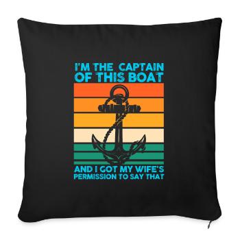 Captain Boat Captains Cadeau - Housse de coussin décorative 45 x 45 cm - noir - Devant