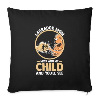 labrador maman labrador propriétaire chien labradors - Housse de coussin décorative 45 x 45 cm - noir - Devant