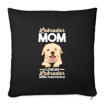 labrador maman labrador propriétaire chien labradors - Housse de coussin décorative 45 x 45 cm - noir - Devant