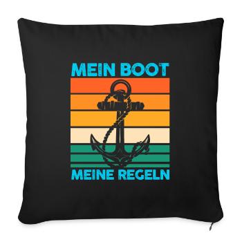Boot Segeln Segler Geschenk - Sofakissenbezug 45 x 45 cm - Schwarz - Vorne