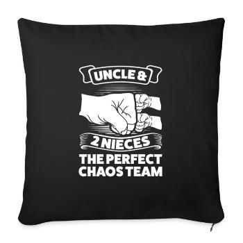 Uncle & 2 Nieces Uncle 2 Nieces Gift - Sofa pillowcase 17,3'' x 17,3'' (45 x 45 cm) - black - Front