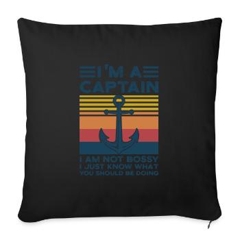 Kapitän Kapitäne Bootfahren Geschenk - Sofakissenbezug 45 x 45 cm - Schwarz - Vorne