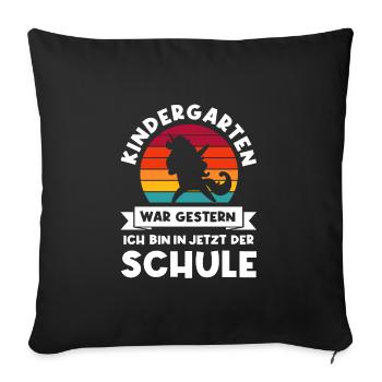 Schulkind Einhorn Schulbeginn Geschenk - Sofakissenbezug 45 x 45 cm - Schwarz - Vorne