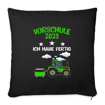Vorschule 2023 Traktor Vorschüler Geschenk - Sofakissenbezug 45 x 45 cm - Schwarz - Vorne