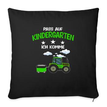 Kindergarten Traktor Kita Anfänger Geschenk - Sofakissenbezug 45 x 45 cm - Schwarz - Vorne