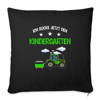 Kindergarten Traktor Kita Anfänger Geschenk - Sofakissenbezug 45 x 45 cm - Schwarz - Vorne
