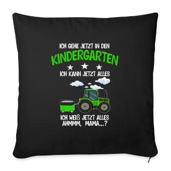 Kindergarten Traktor Kita Anfänger Geschenk - Sofakissenbezug 45 x 45 cm - Schwarz - Vorne