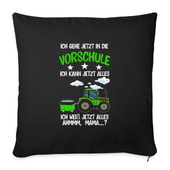 Vorschule Traktor Vorschüler Geschenk - Sofakissenbezug 45 x 45 cm - Schwarz - Vorne