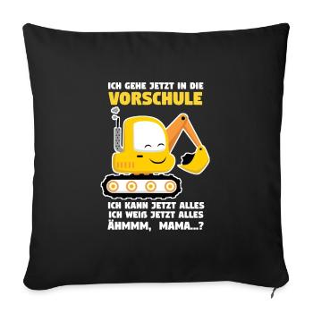 Vorschule Bagger Vorschüler Geschenk - Sofakissenbezug 45 x 45 cm - Schwarz - Vorne
