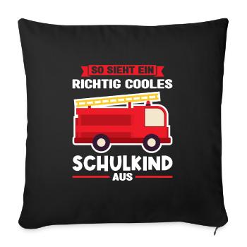 Schulkind Feuerwehr Schulbeginn Geschenk - Sofakissenbezug 45 x 45 cm - Schwarz - Vorne