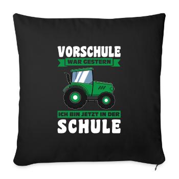 Schulkind Traktor Schulstart Geschenk - Sofakissenbezug 45 x 45 cm - Schwarz - Vorne
