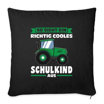 Schulkind Traktor Schulbeginn Geschenk - Sofakissenbezug 45 x 45 cm - Schwarz - Vorne