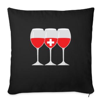 Flag Verre à Vin Drapeau Suisse Cadeau - Housse de coussin décorative 45 x 45 cm - noir - Devant