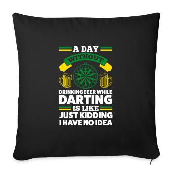 Dart-Dartspiel Dartspieler Geschenk - Sofakissenbezug 45 x 45 cm - Schwarz - Vorne