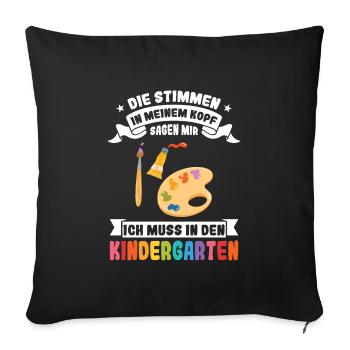 Kindergarten Anfang Kindergartenanfänger Geschenk - Sofakissenbezug 45 x 45 cm - Schwarz - Vorne
