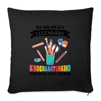Kindergarten Anfang Kindergartenanfänger Geschenk - Sofakissenbezug 45 x 45 cm - Schwarz - Vorne