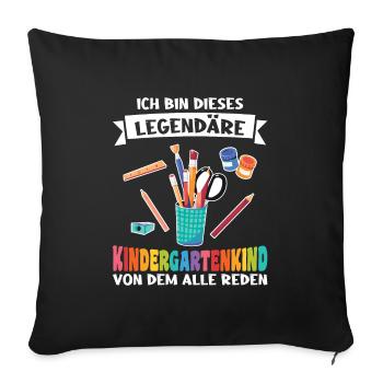 Kindergarten Anfang Kita-Start Geschenk - Sofakissenbezug 45 x 45 cm - Schwarz - Vorne