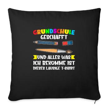 Grundschule Abschluss Grundschüler Geschenk - Sofakissenbezug 45 x 45 cm - Schwarz - Vorne