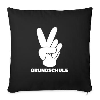 Grundschule V-Handzeichen Grundschüler Geschenk - Sofakissenbezug 45 x 45 cm - Schwarz - Vorne