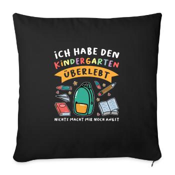 Kindergarten Anfang Kindergartenanfänger Geschenk - Sofakissenbezug 45 x 45 cm - Schwarz - Vorne