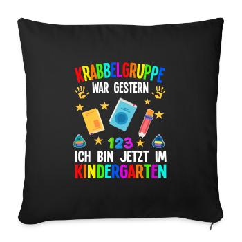 Kindergarten Anfang Kita-Start Geschenk - Sofakissenbezug 45 x 45 cm - Schwarz - Vorne