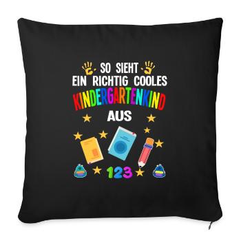 Kindergarten Anfang Kindergartenanfänger Geschenk - Sofakissenbezug 45 x 45 cm - Schwarz - Vorne