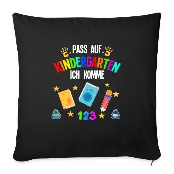 Kindergarten Anfang Kindergartenkind Geschenk - Sofakissenbezug 45 x 45 cm - Schwarz - Vorne