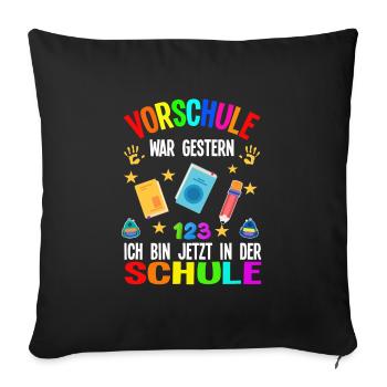 Schulkind Schulanfang Schulanfänger Geschenk - Sofakissenbezug 45 x 45 cm - Schwarz - Vorne