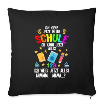 Schulkind Schulanfang Schulanfänger Geschenk - Sofakissenbezug 45 x 45 cm - Schwarz - Vorne