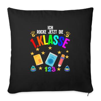 1.Klasse Schulanfang Schulanfänger Geschenk - Sofakissenbezug 45 x 45 cm - Schwarz - Vorne