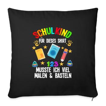 Schulkind Einschulung Schulbeginn Geschenk - Sofakissenbezug 45 x 45 cm - Schwarz - Vorne