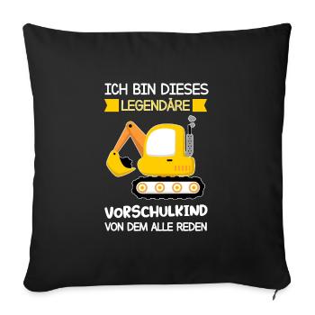 Vorschule Bagger Vorschüler Geschenk - Sofakissenbezug 45 x 45 cm - Schwarz - Vorne