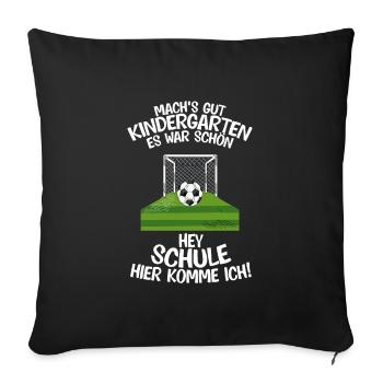 Schulkind Fußball Schulstart Geschenk - Sofakissenbezug 45 x 45 cm - Schwarz - Vorne