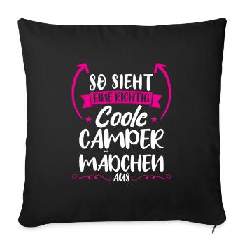 Campen camper Wanderung Geschenk - Sofakissenbezug 45 x 45 cm - Schwarz - Vorne