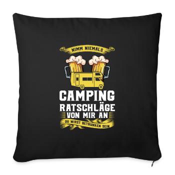 Campen camper Wanderung Geschenk - Sofakissenbezug 45 x 45 cm - Schwarz - Vorne