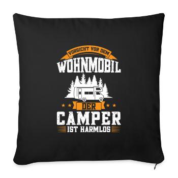 Campen camper Wanderung Geschenk - Sofakissenbezug 45 x 45 cm - Schwarz - Vorne