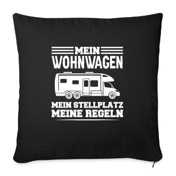Campen camper Wanderung Geschenk - Sofakissenbezug 45 x 45 cm - Schwarz - Vorne
