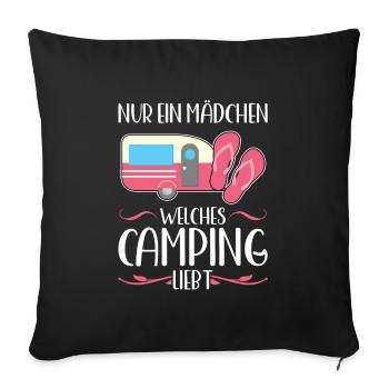 Campen camper Wanderung Geschenk - Sofakissenbezug 45 x 45 cm - Schwarz - Vorne