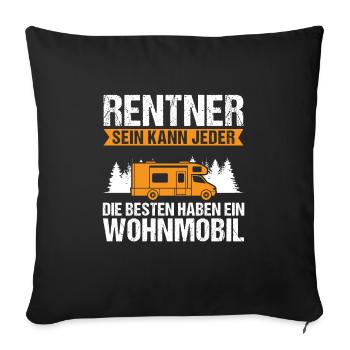 Campen camper Wanderung Geschenk - Sofakissenbezug 45 x 45 cm - Schwarz - Vorne