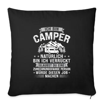 Campen camper Wanderung Geschenk - Sofakissenbezug 45 x 45 cm - Schwarz - Vorne