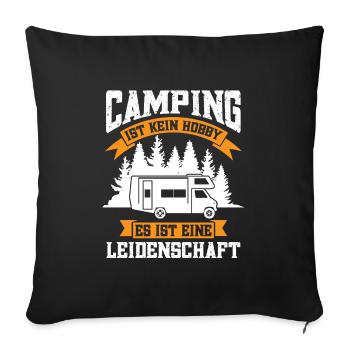 Campen camper Wanderung Geschenk - Sofakissenbezug 45 x 45 cm - Schwarz - Vorne