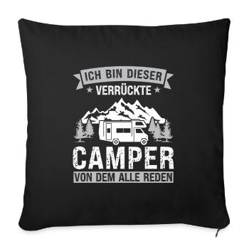 Campen camper Wanderung Geschenk - Sofakissenbezug 45 x 45 cm - Schwarz - Vorne