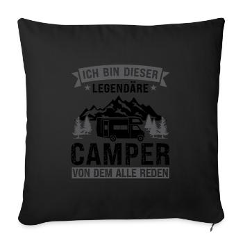 Campen camper Wanderung Geschenk - Sofakissenbezug 45 x 45 cm - Schwarz - Vorne