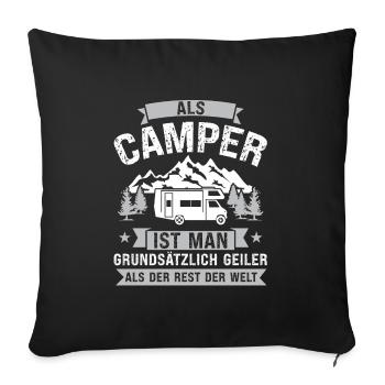 Campen camper Wanderung Geschenk - Sofakissenbezug 45 x 45 cm - Schwarz - Vorne