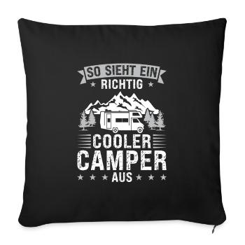 Campen camper Wanderung Geschenk - Sofakissenbezug 45 x 45 cm - Schwarz - Vorne