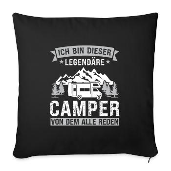Campen camper Wanderung Geschenk - Sofakissenbezug 45 x 45 cm - Schwarz - Vorne